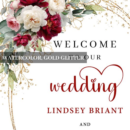 Elegant Floral Wedding Welcome Sign Personalized  Poster