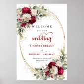Elegant Floral Wedding Welcome Sign Personalized Poster (Vorne)