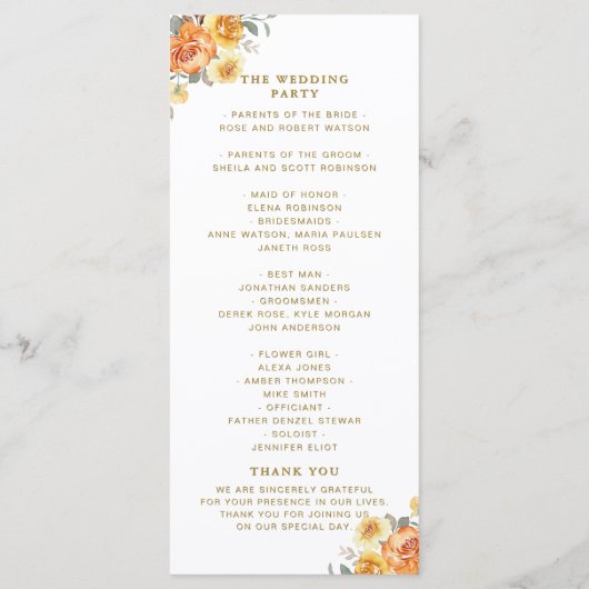 Elegant Floral Wedding With Spring Flowers Programm (Rückseite)