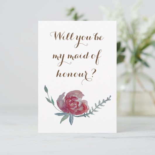 Elegant, Floral Werden Sie meine Trauzeugin sein Einladung (Stehend Vorderseite)