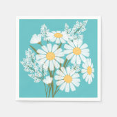 Elegant Floral White Daisies auf Aquamarin Serviette (Vorderseite)