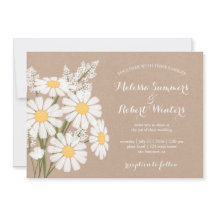 Elegant Floral White Daisies Beige Wedding
