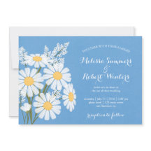 Elegant Floral White Daisies Blue Wedding