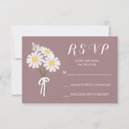 Elegant Floral White Daisies Bouquet UAWG Wedding RSVP Karte
