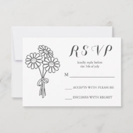 Elegant Floral White Daisies Bouquet UAWG Wedding RSVP Karte