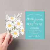 Elegant Floral White Daisies Bouquet Wedding Aquam Acryleinladungen (Insitu (Handheld))