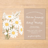 Elegant Floral White Daisies Bouquet Wedding Beige Acryleinladungen (Vorderseite)
