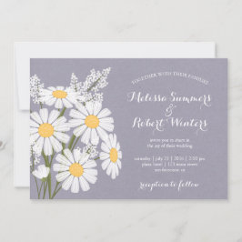 Elegant Floral White Daisies Lavender Wedding Einladung
