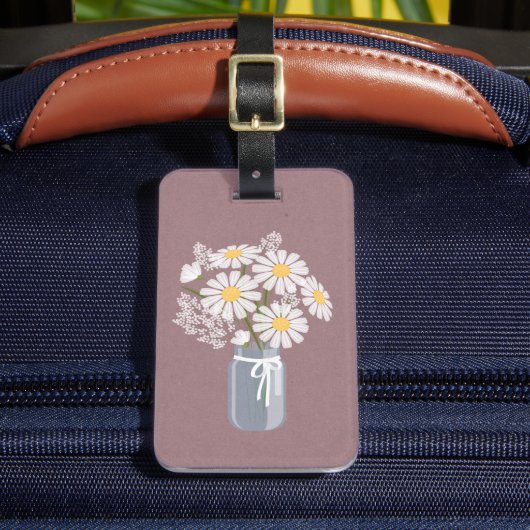 Elegant Floral White Daisies Mason Jar Gepäckanhänger (Vorderseite Insitu 2)