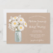 Elegant Floral White Daisies Mason Jar Wedding Einladung (Vorderseite)