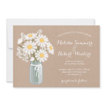 Elegant Floral White Daisies Mason Jar Wedding