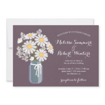 Elegant Floral White Daisies Mason Jar Wedding