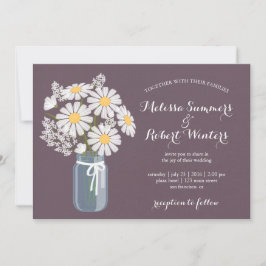 Elegant Floral White Daisies Mason Jar Wedding Einladung