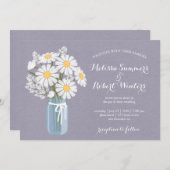 Elegant Floral White Daisies Mason Jar Wedding Einladung (Vorne/Hinten)