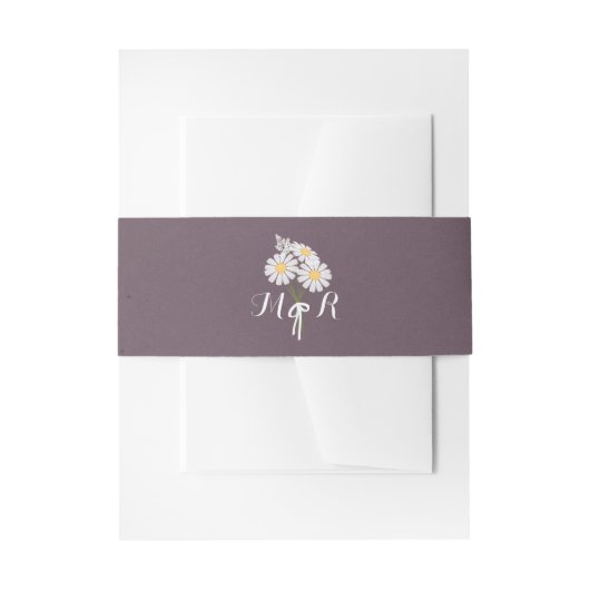 Elegant Floral White Daisies Monogram Wedding Einladungsbanderole (Vorderseite Beispiel)