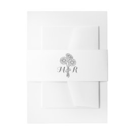 Elegant Floral White Daisies Monogram Wedding Einladungsbanderole
