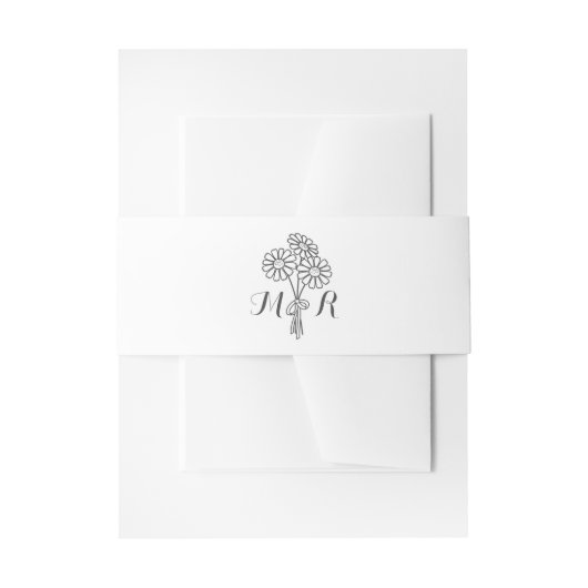 Elegant Floral White Daisies Monogram Wedding Einladungsbanderole (Vorderseite Beispiel)