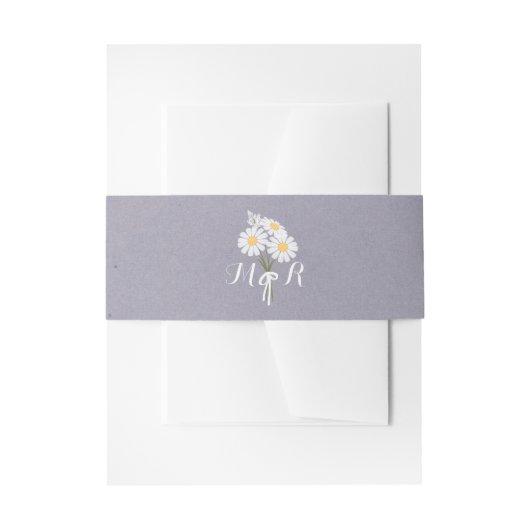 Elegant Floral White Daisies Monogram Wedding Einladungsbanderole (Vorderseite Beispiel)