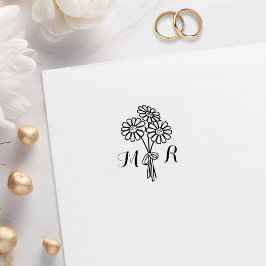 Elegant Floral White Daisies Monogram Wedding Gummistempel