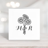 Elegant Floral White Daisies Monogram Wedding Gummistempel