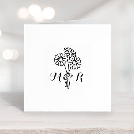 Elegant Floral White Daisies Monogram Wedding Gummistempel