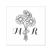 Elegant Floral White Daisies Monogram Wedding Permastempel (Design)