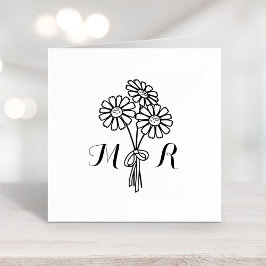 Elegant Floral White Daisies Monogram Wedding Permastempel