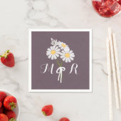 Elegant Floral White Daisies Monogram Wedding Serviette (Beispiel)