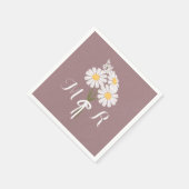 Elegant Floral White Daisies Monogram Wedding Serviette (Ecke)
