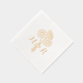 Elegant Floral White Daisies Monogram Wedding Servietten Mit Folie (Rechts)