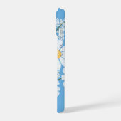 Elegant Floral White Daisies on Blue iPhone 15 Hülle (Linke Seite)