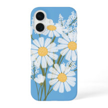 Elegant Floral White Daisies on Blue