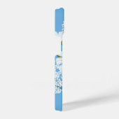 Elegant Floral White Daisies on Blue iPhone Hülle (Rechte Seite)