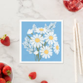 Elegant Floral White Daisies on Blue Serviette (Beispiel)