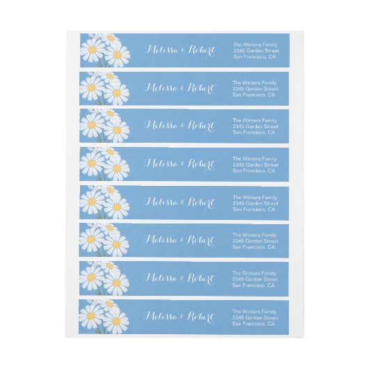 Elegant Floral White Daisies on Blue Wedding (Bogen)