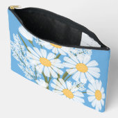 Elegant Floral White Daisies on Blue Zubehörtasche (Offen)