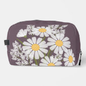 Elegant Floral White Daisies on Dark Lila Waschbeutel (Vorderseite)