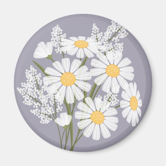 Elegant Floral White Daisies on Lavender Magnet (Vorne)