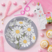 Elegant Floral White Daisies on Lavender Pappteller (Party)