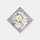Elegant Floral White Daisies on Lavender Serviette (Ecke)