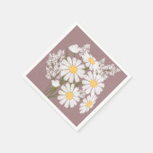 Elegant Floral White Daisies on Rosy Brown Serviette (Ecke)