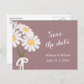 Elegant Floral White Daisies Pink Save the Date Ankündigungspostkarte (Vorne/Hinten)