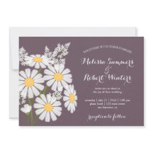 Elegant Floral White Daisies Plum Wedding