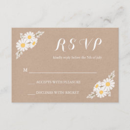 Elegant Floral White Daisies UAWG Wedding RSVP Karte