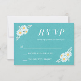 Elegant Floral White Daisies UAWG Wedding RSVP Karte