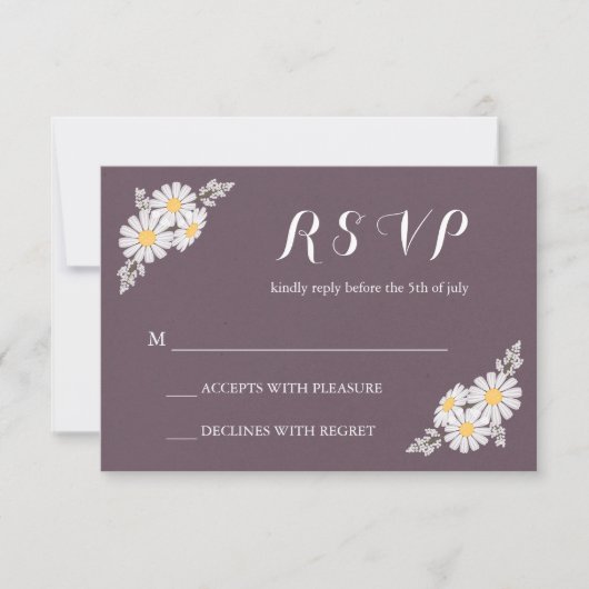 Elegant Floral White Daisies UAWG Wedding RSVP Karte (Vorderseite)