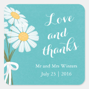 Elegant Floral White Daisies Vielen Dank für Ihre Quadratischer Aufkleber