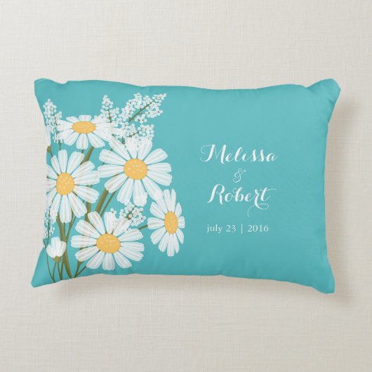 Elegant Floral White Daisies Wedding Dekokissen (Rückseite)