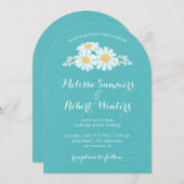 Elegant Floral White Daisies Wedding Einladung (Vorne/Hinten)