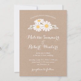 Elegant Floral White Daisies Wedding Einladung